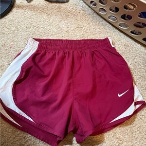 Nike Burgundy and White Athletic Shorts